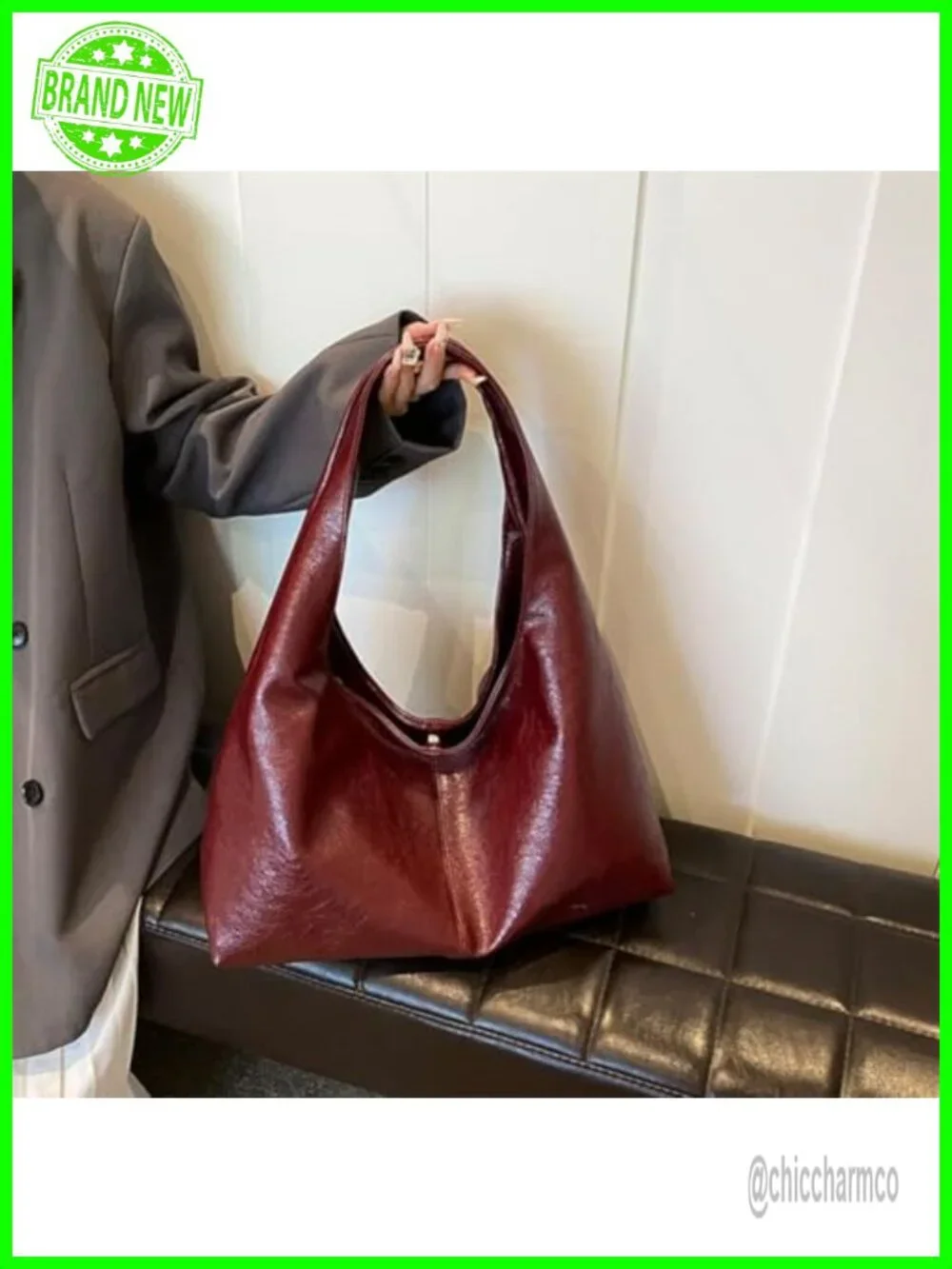 Large Slouchy Hobo Tote Faux Leather Shoulder Bag Work Tote
